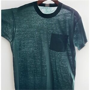 Vintage Selvedge Pocket T-Shirt Mens Large* Green Single Stitch Paper Thin USA